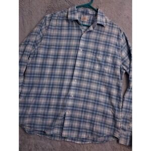 Faherty Shirt Mens Extra Large Cotton Blue Plaid Preppy Casual Lightweight XL